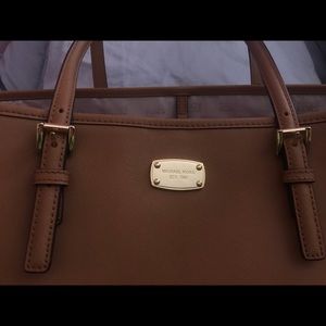 MK large tan leather tote